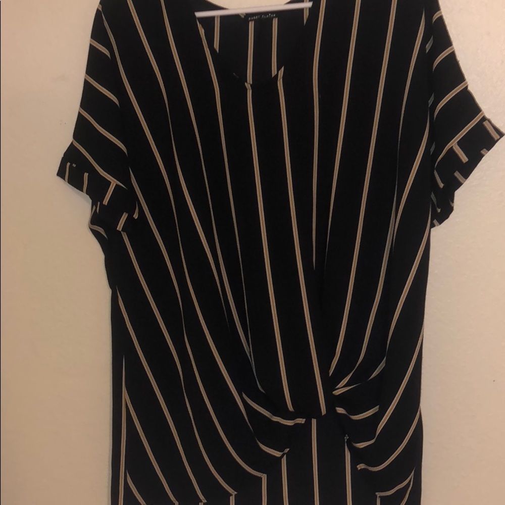 Black shirt with tie.